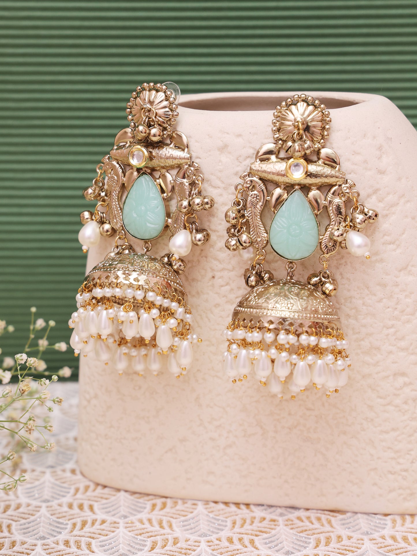 Golden Kaikasi Premium Brass Jhumkis