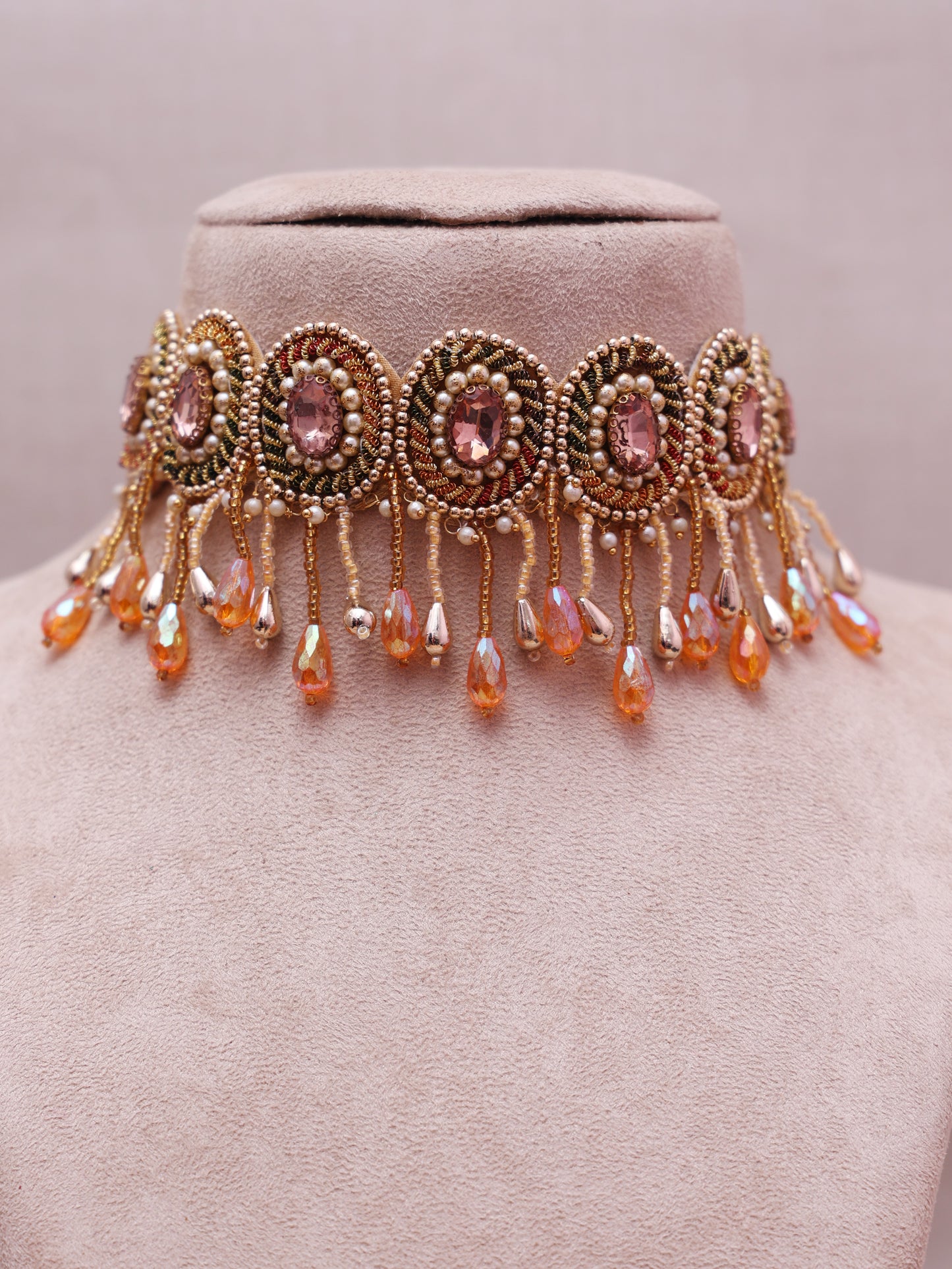 Orange Madanika Necklace Set