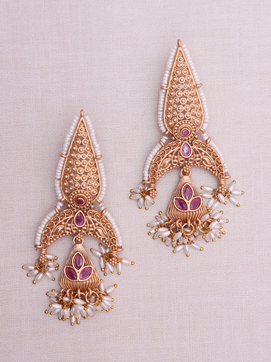 Golden Fareed Temple Earrings