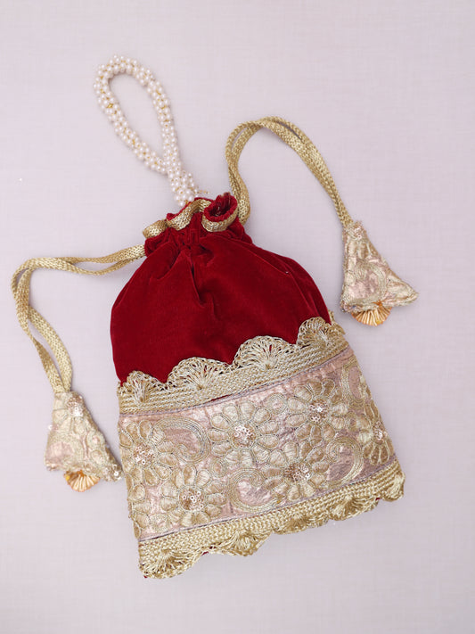 Red and Gold Ruby Potli Bag