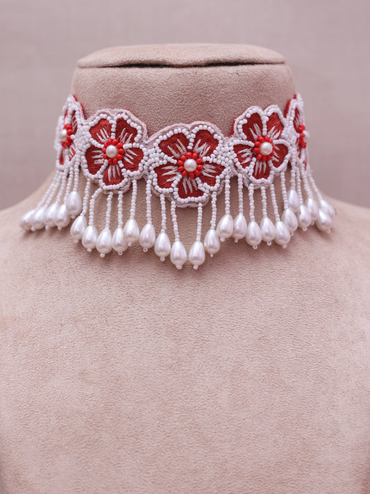 Red Lajjana Necklace Set