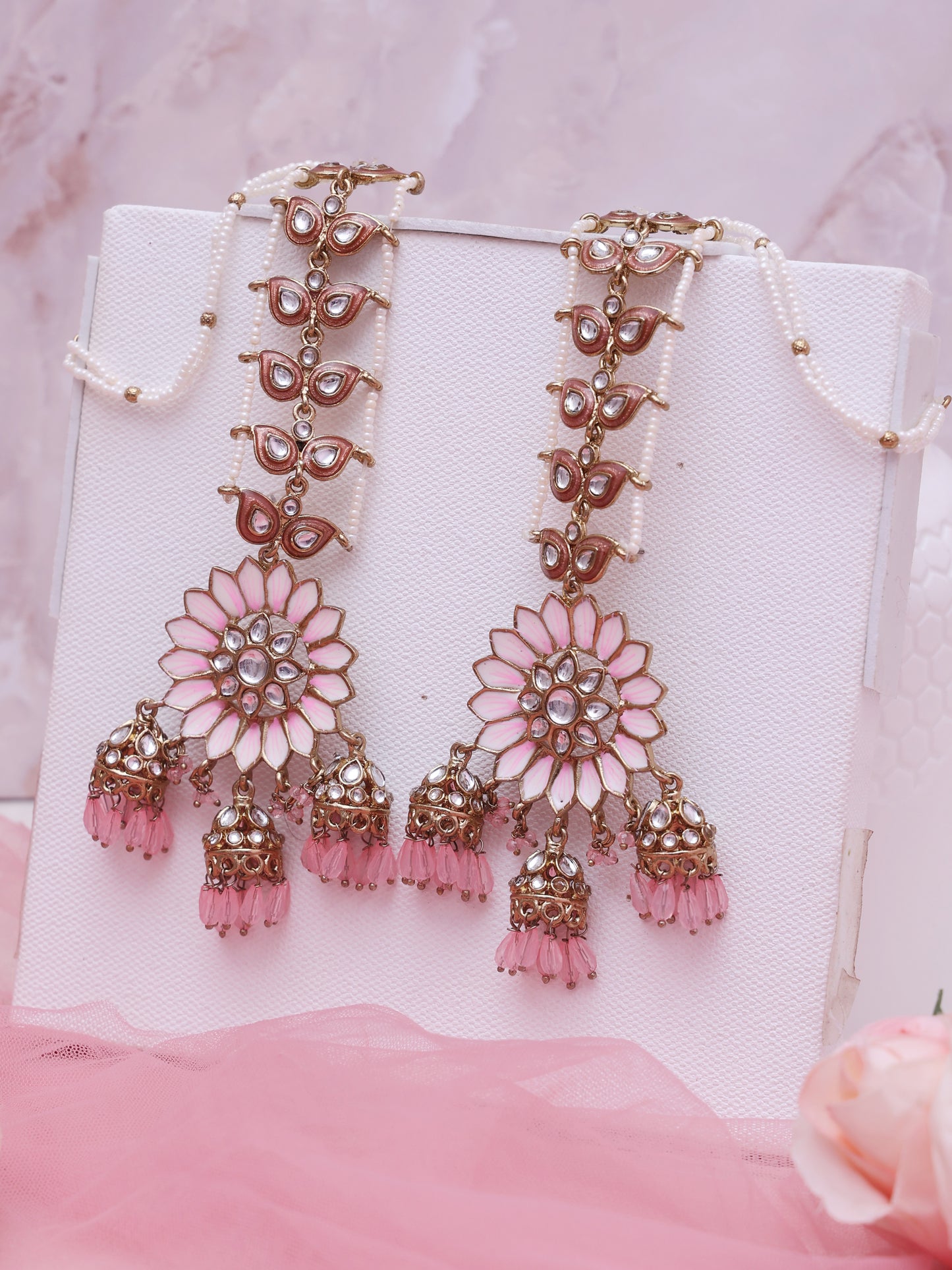 Baby Pink Vahini Jhumkis