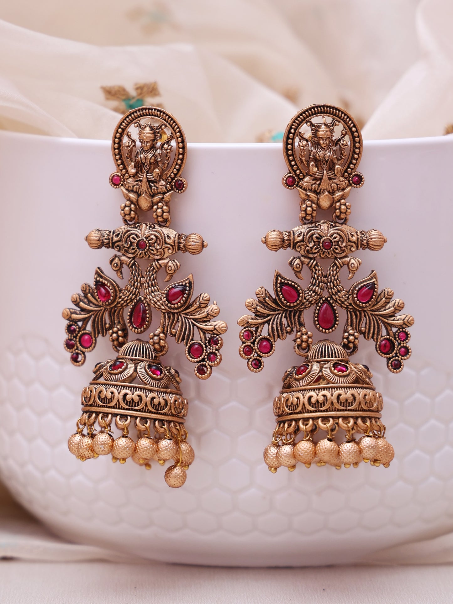 Red Talli Temple Jhumkis