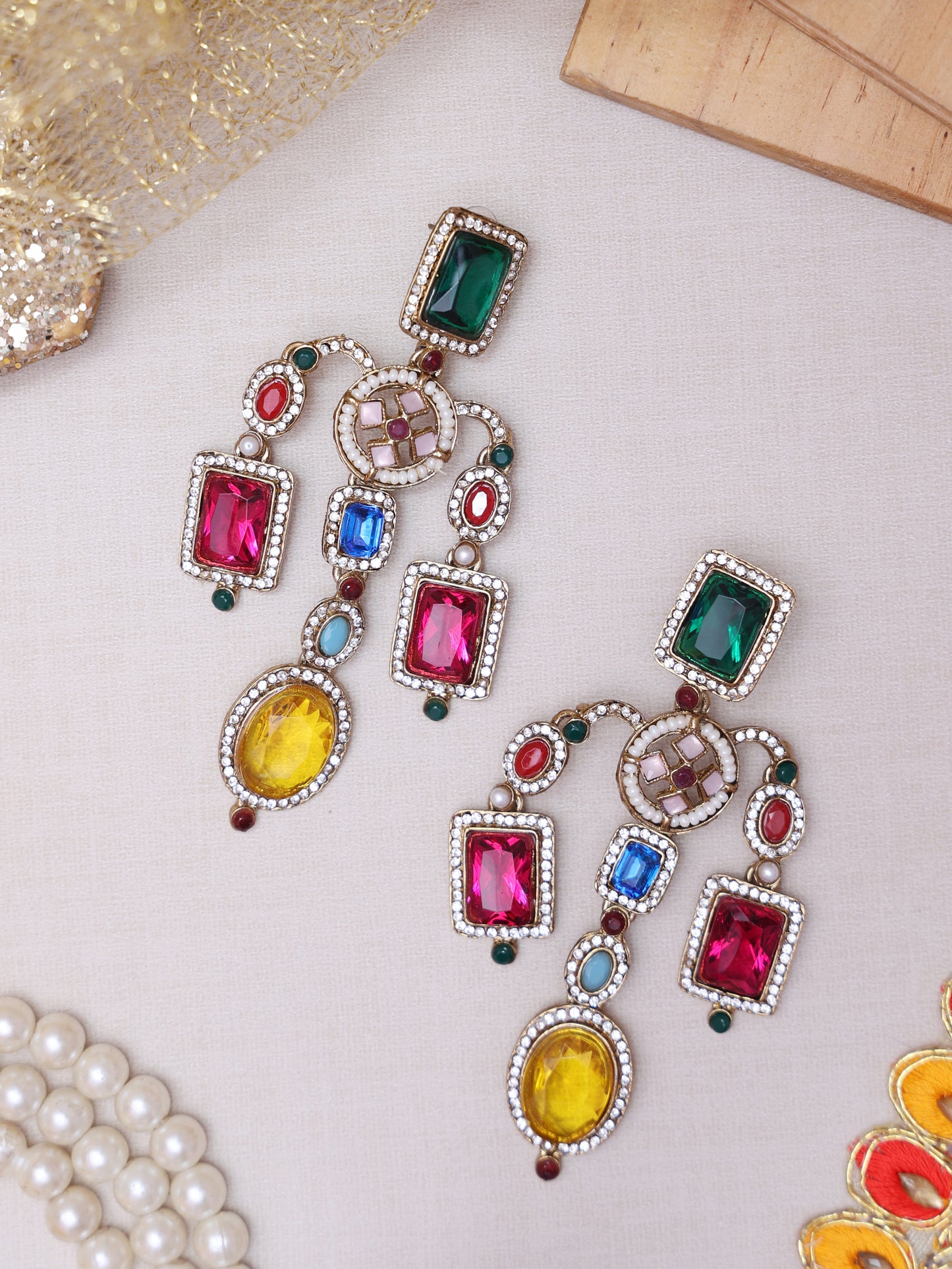 Multicolor Short Deepika Designer Earrings