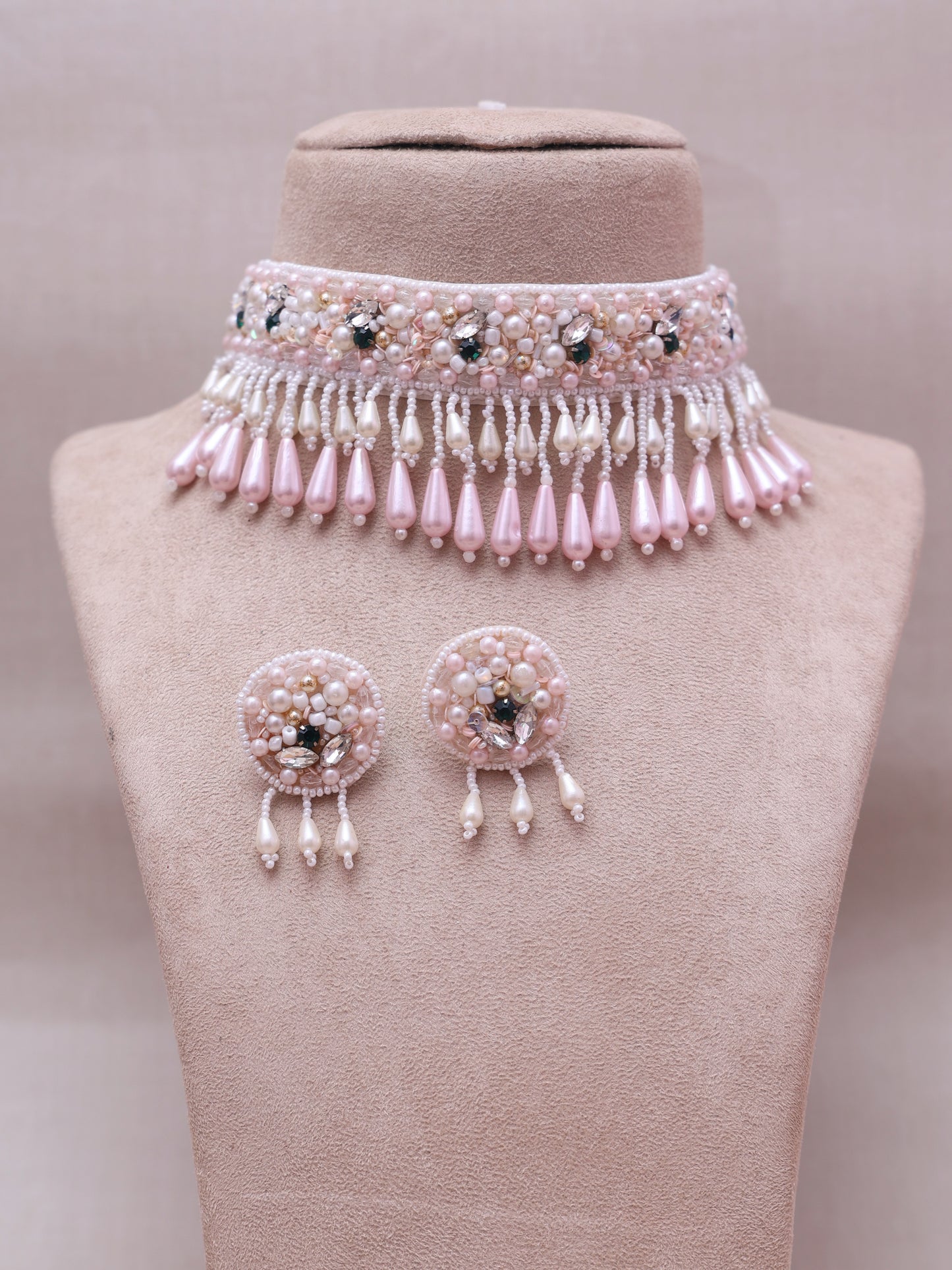 Baby Pink Gajra Necklace Set