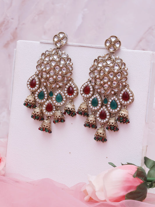 Red and Green Yashmita Jhumkis