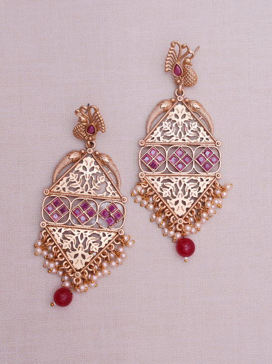 Lilac Jagatgauri Temple Earrings