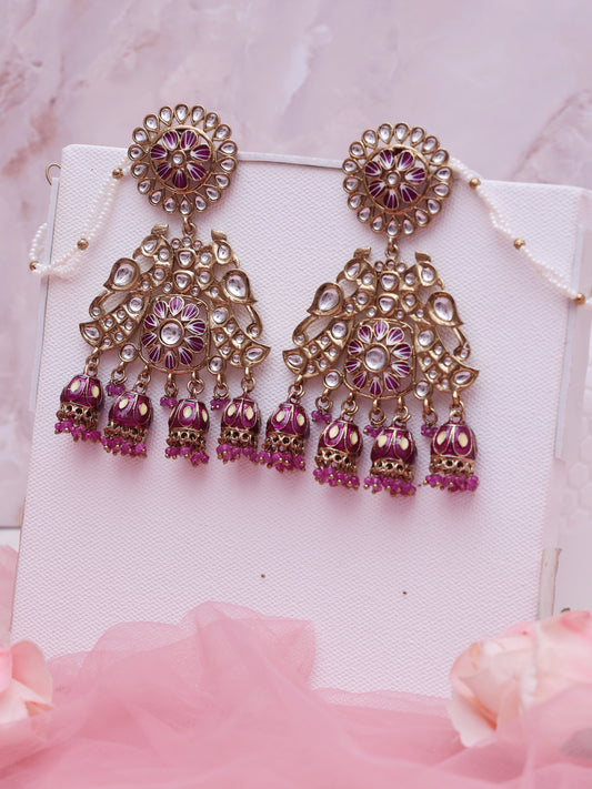 Burgundy Quilla Jhumkis