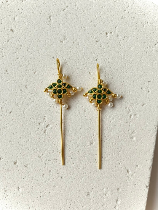 Emerald Jaina Brass Earrings