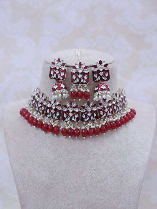 Red Jacki Necklace Set