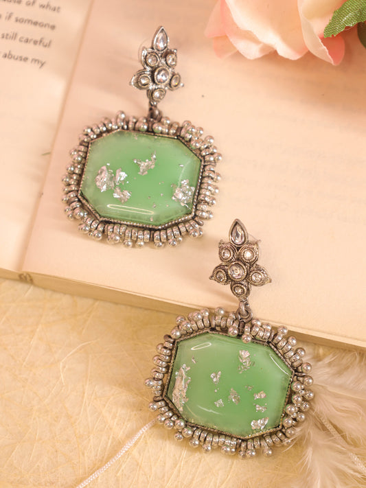 Green Aneesha Oxidized Earrings