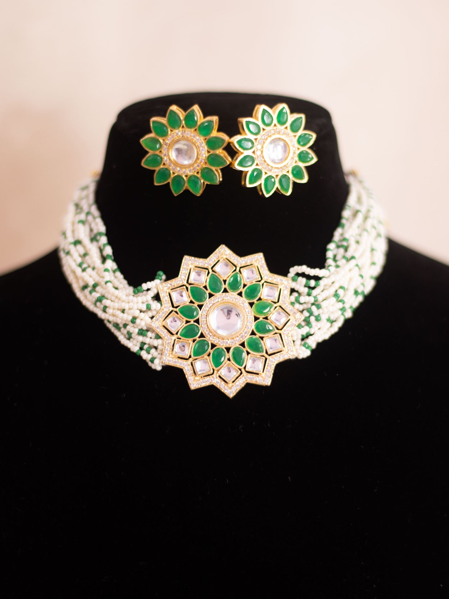 Green Netra Choker Necklace Set