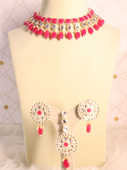 Pink Yamini Necklace Set