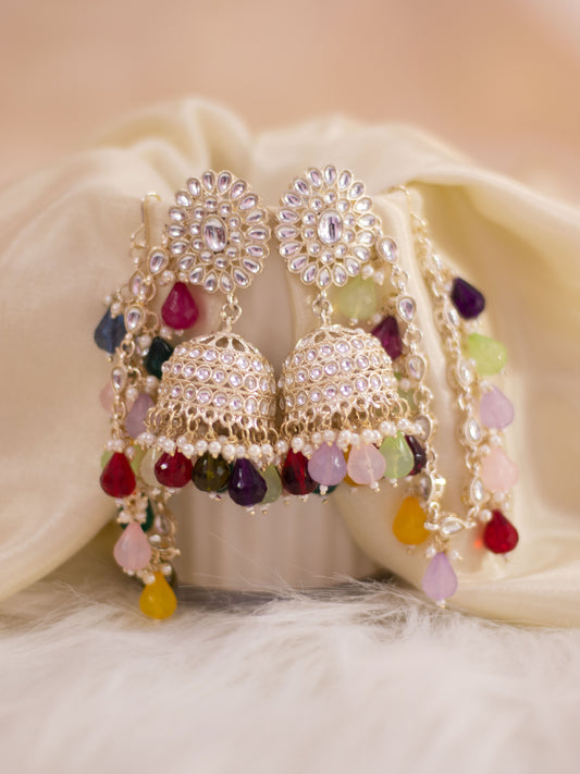 Multicolor Pankhuri Jhumkis