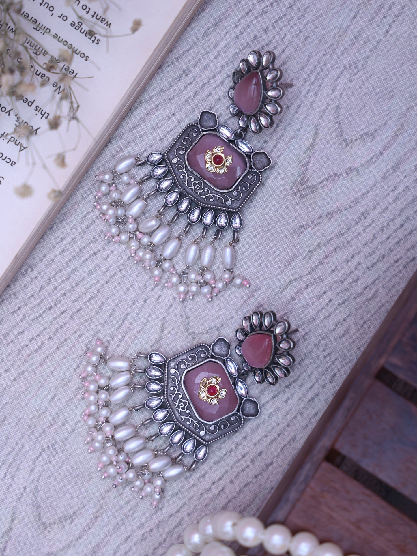 Lilac Bhavna Oxidised Earrings