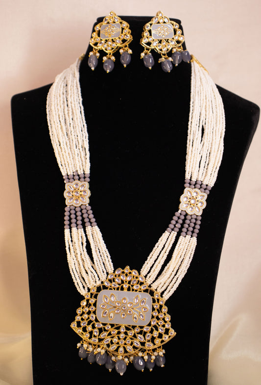 Grey Aayat Long Necklace Set