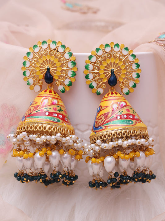 Yellow Putya Jhumkis