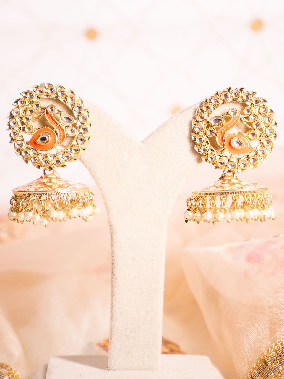 Orange Mouni Jhumkis