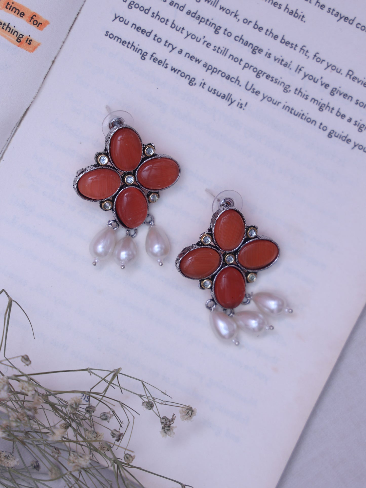 Red Falak Oxidised Earrings