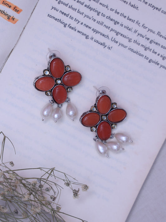 Red Falak Oxidised Earrings