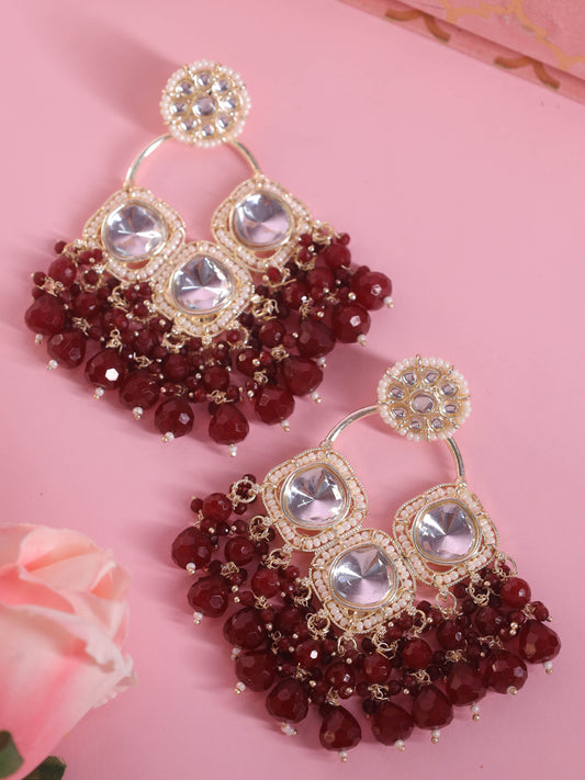 Maroon Meerai Designer Earrings