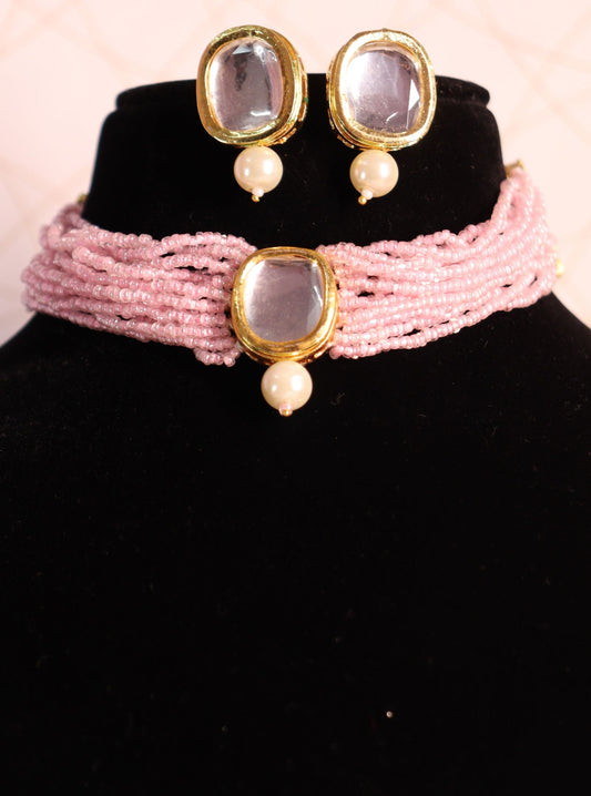 Pink Kaya Choker Set