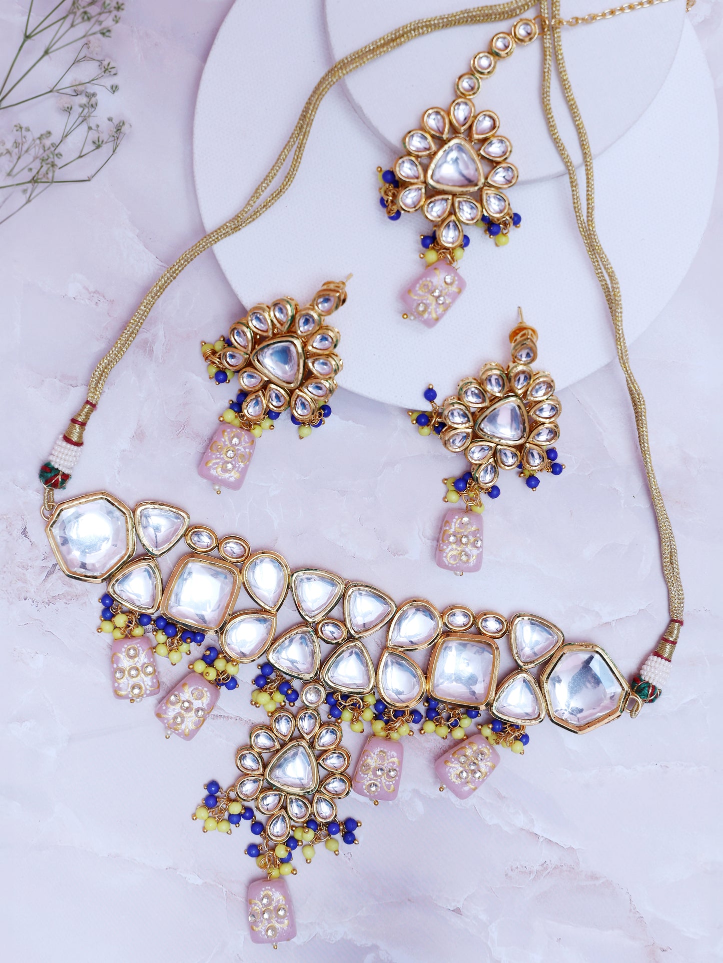 Baby Pink Fadhiya Necklace Set