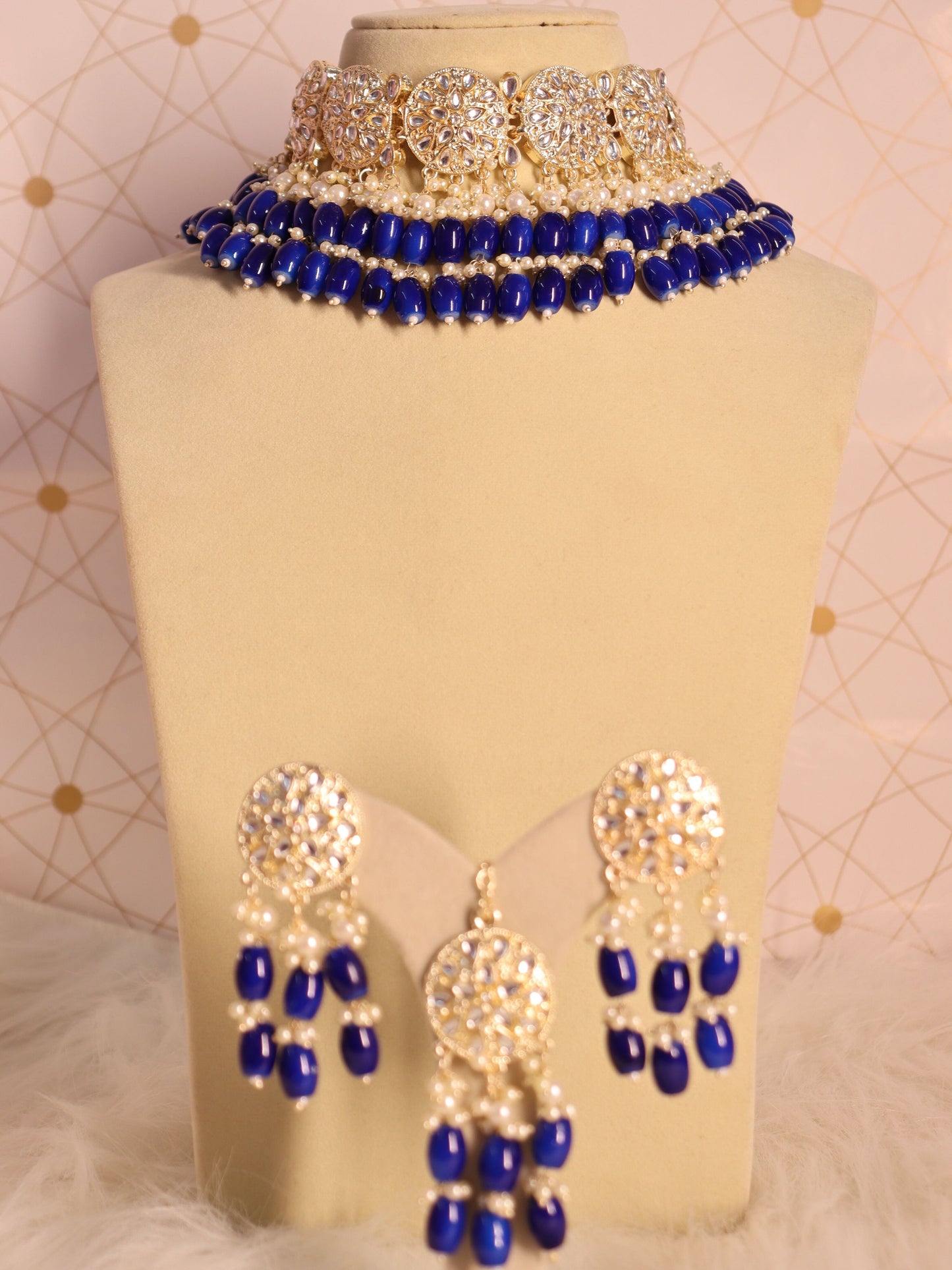 Blue Yamka Choker Necklace Set