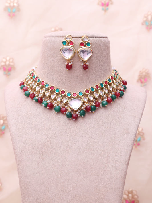 Red & Green Caitali Necklace Set