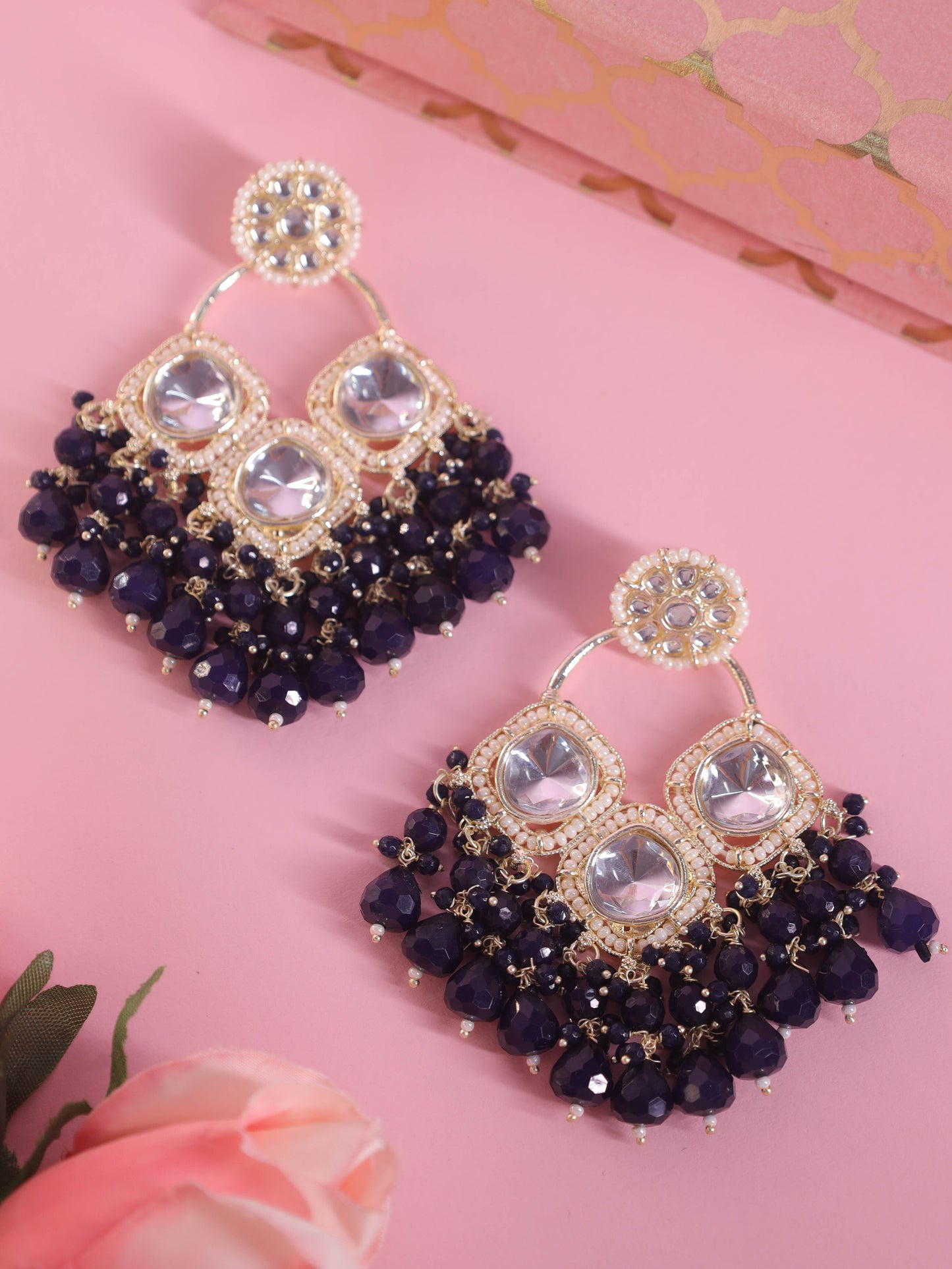 Navy Blue Meerai Designer Earrings