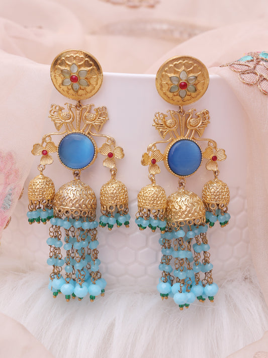 Turquoise Vasatika Jhumkis