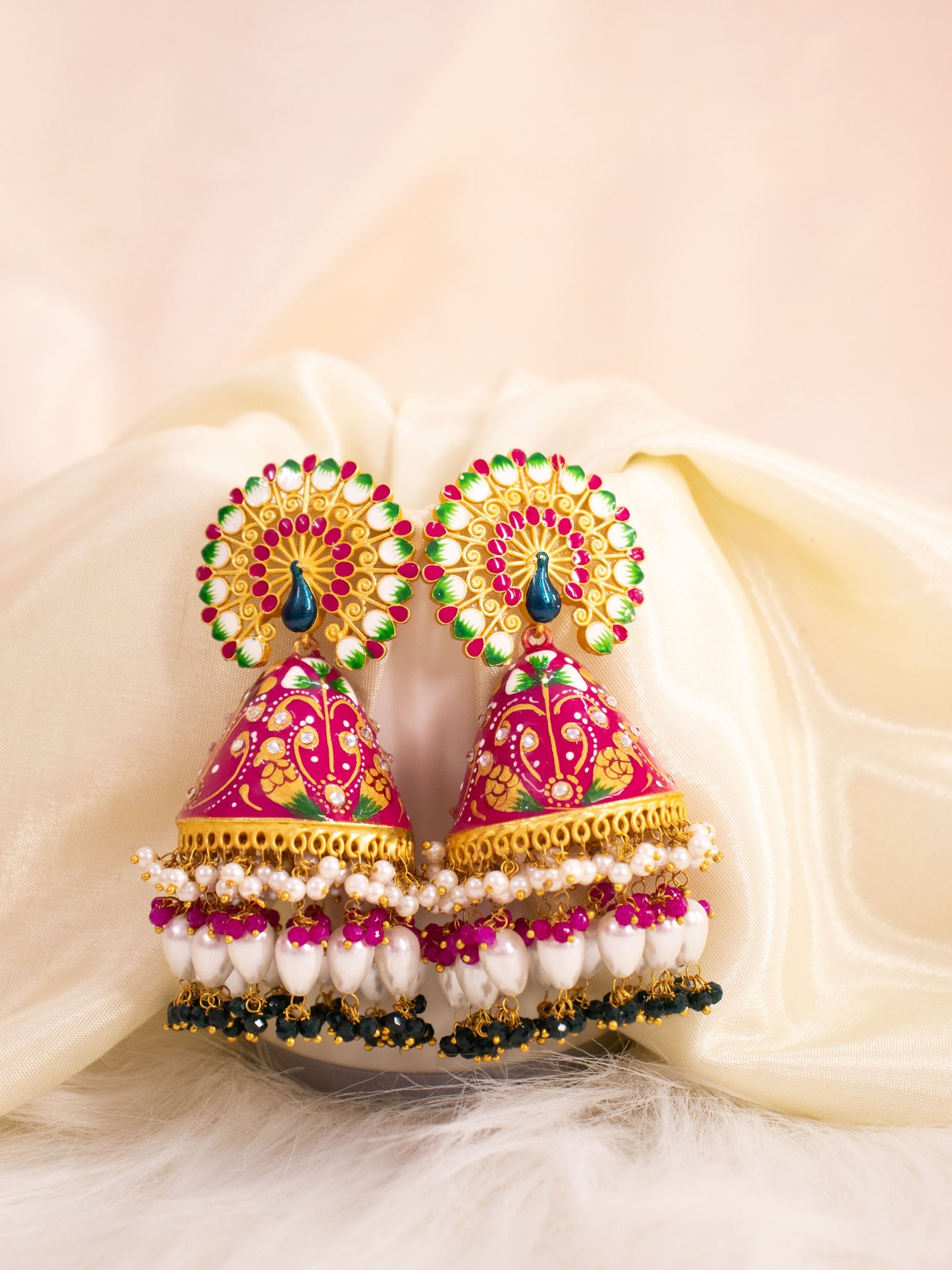 Pink Chandrani Jhumkis