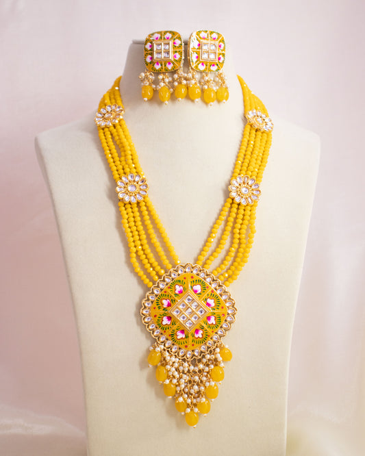 Yellow Ratna Long Necklace Set