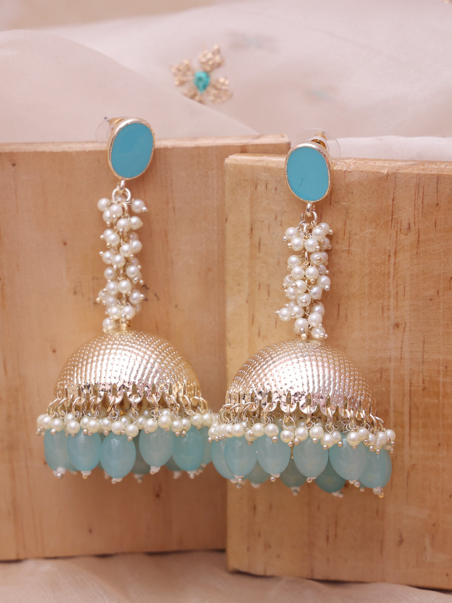 Turquoise Vedhika Jhumkis