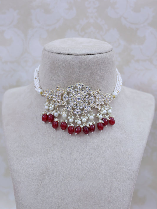 Red Zehna Necklace Set