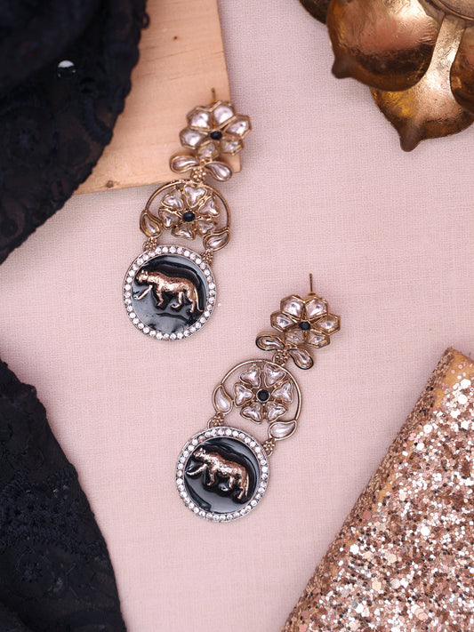 Black Cheetah Designer Earrings