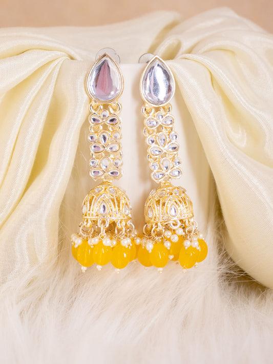 Yellow Gina Jhumkis