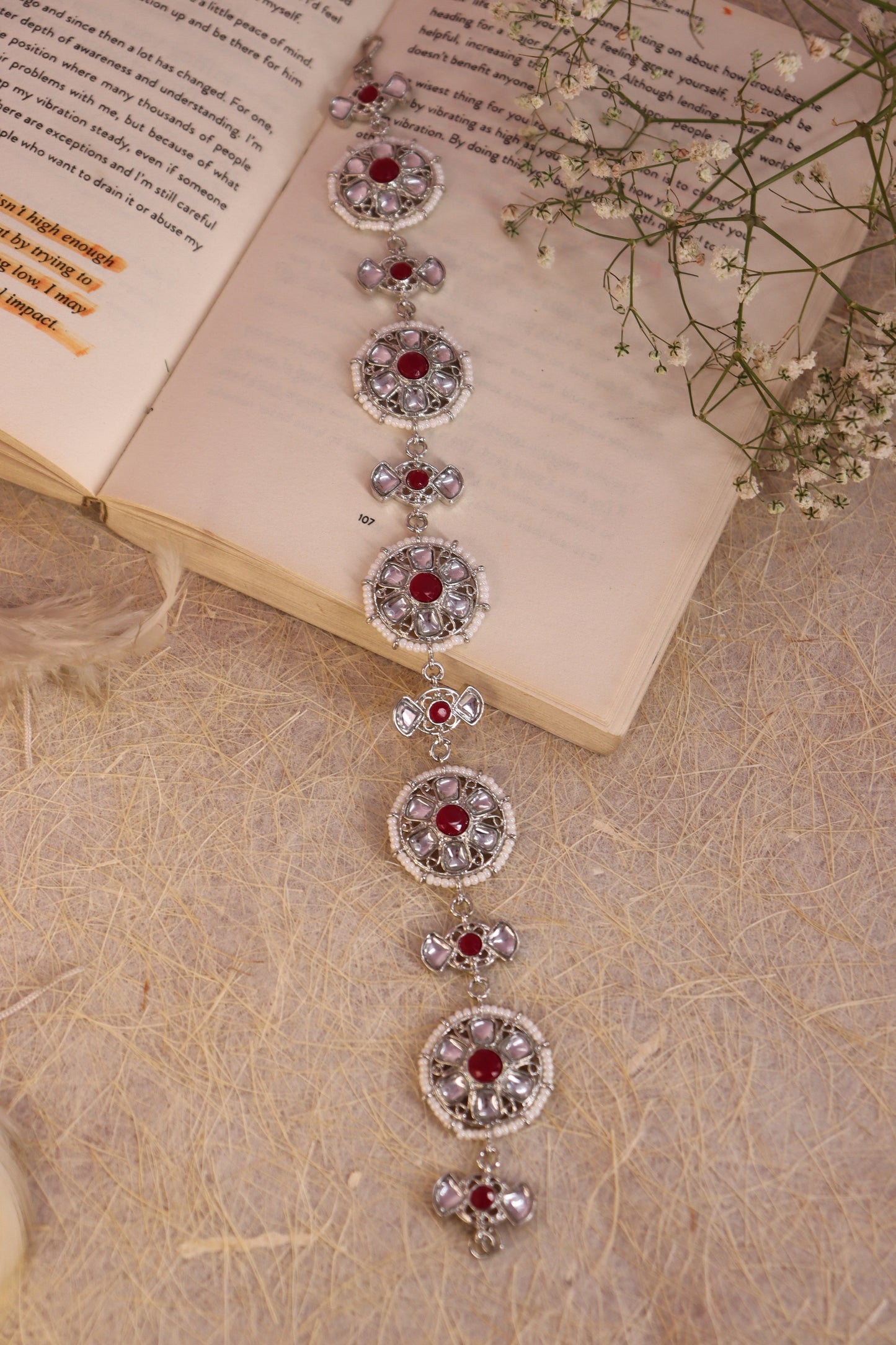 Silver and Red Mithila Mathapatti