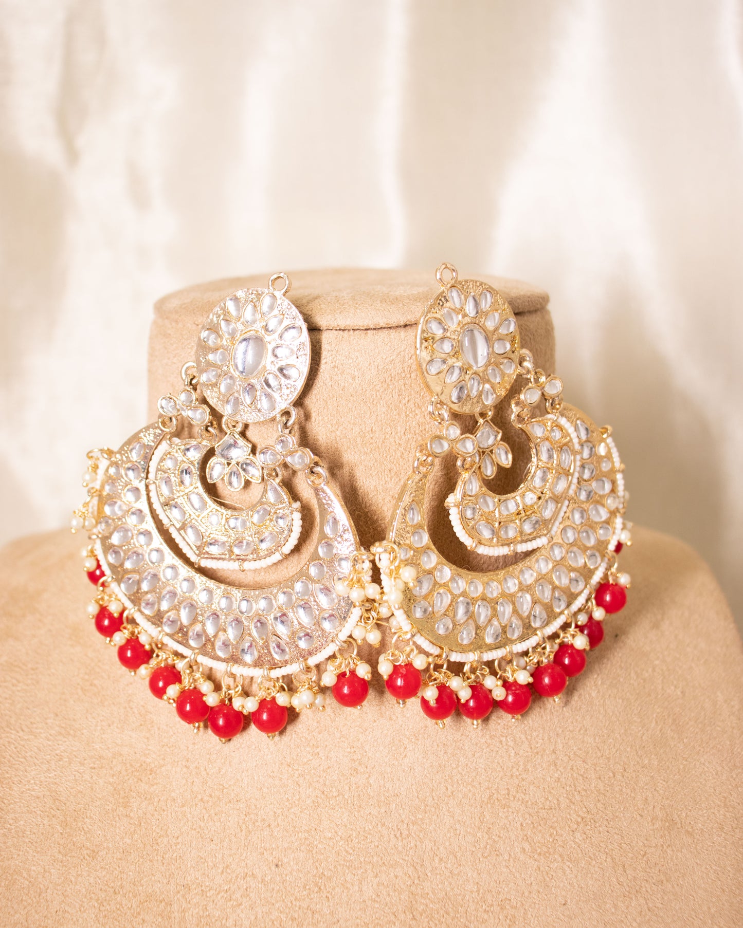 Red Tracey Maang Tika Set with Earrings