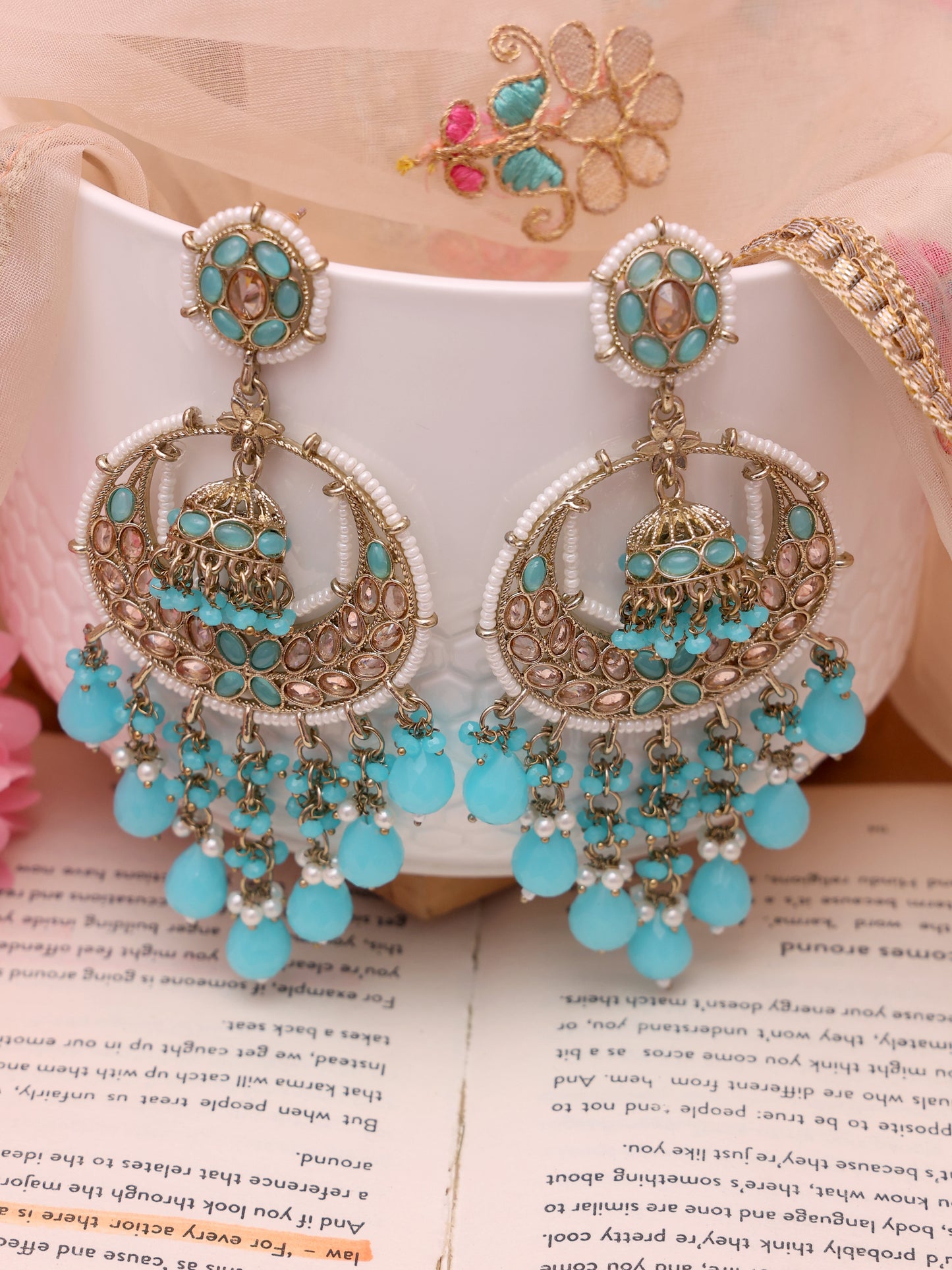 Turquoise Eashwari Chandbalis