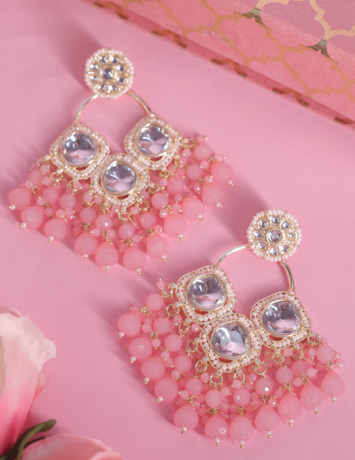 Baby Pink Meerai Designer Earrings