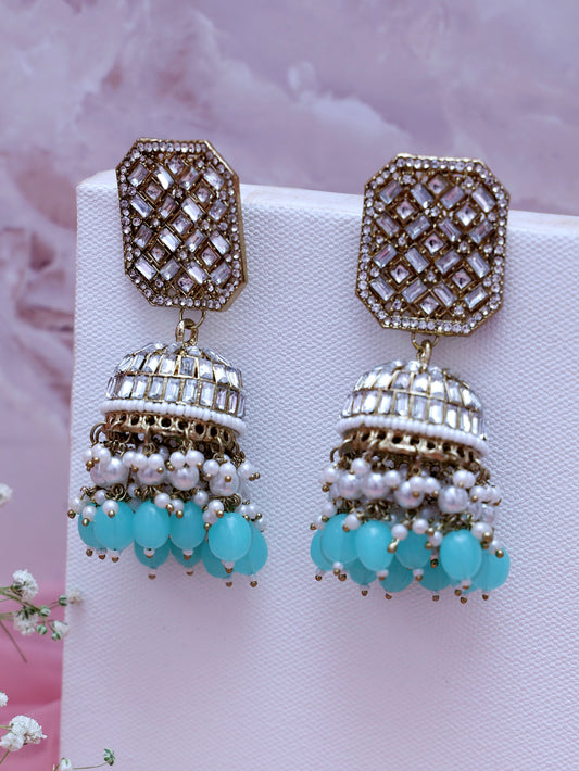 Turquoise Aaditri Jhumkis