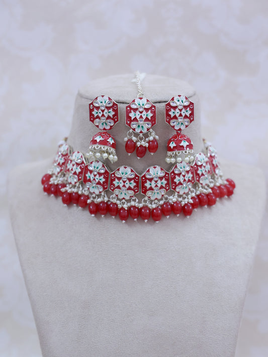 Red Saanvhi Necklace Set