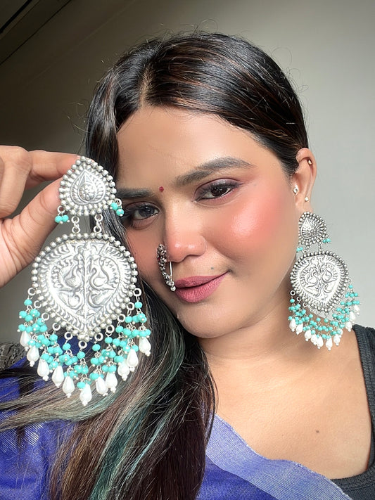 Rama Green Anvithaa Oxidised Chandbalis