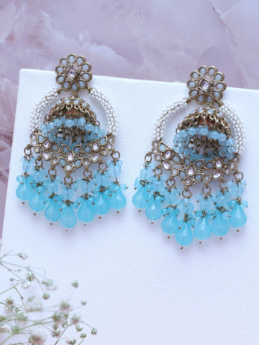 Turquoise Yachana Jhumkis