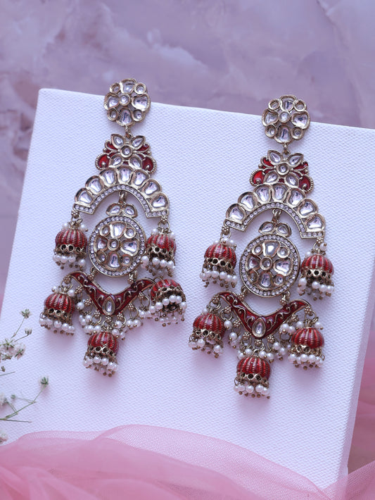 Red Vaagai Jhumkis