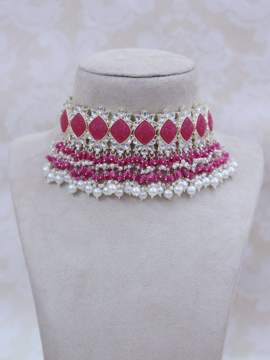 Pink Heena Necklace Set