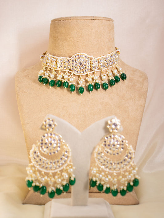 Emerald Green Swara Necklace Set