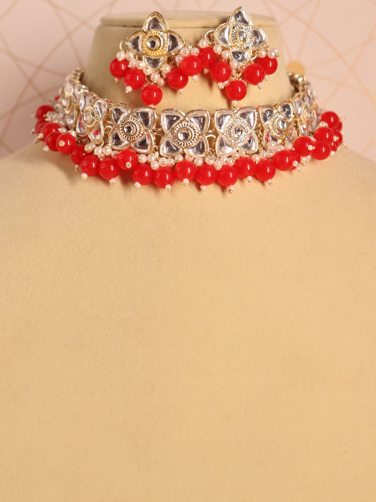 Red Veenu Minimal Necklace Set