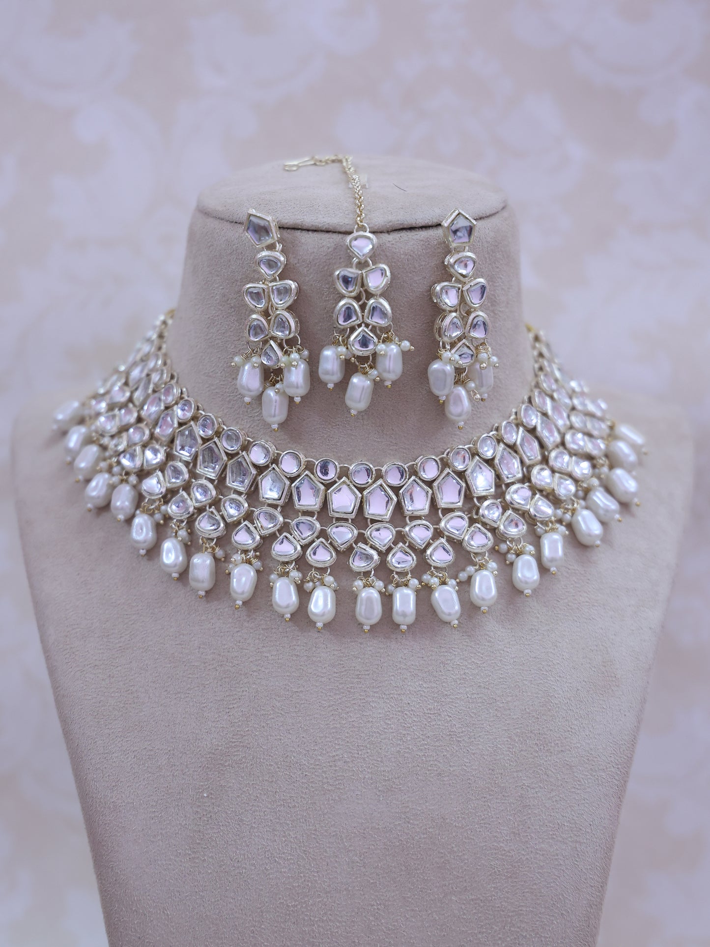 White Chhaya Necklace Set